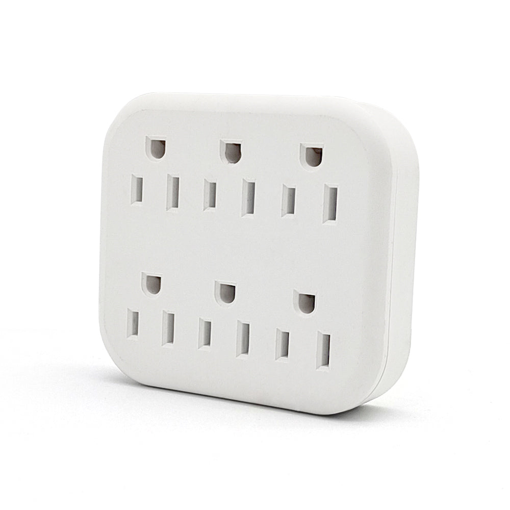 6 Outlet Extender Grounded Wall Adapter, With 3 Prong Power Outlet Splitter Grounded Wall Label 15A/125V/1875W