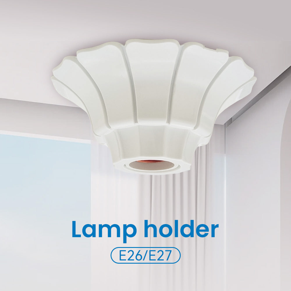 E26/E27 Petal-Shaped Pendant Lamp Holders - Minimalist 110/220V White/Black Fixed Base Socket