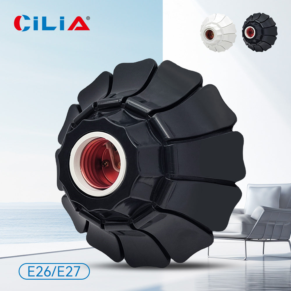 E26/E27 Petal-Shaped Pendant Lamp Holders - Minimalist 110/220V White/Black Fixed Base Socket
