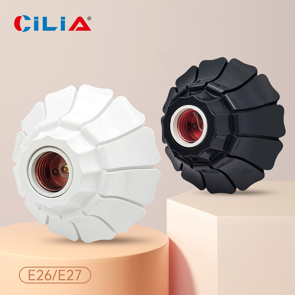 E26/E27 Petal-Shaped Pendant Lamp Holders - Minimalist 110/220V White/Black Fixed Base Socket