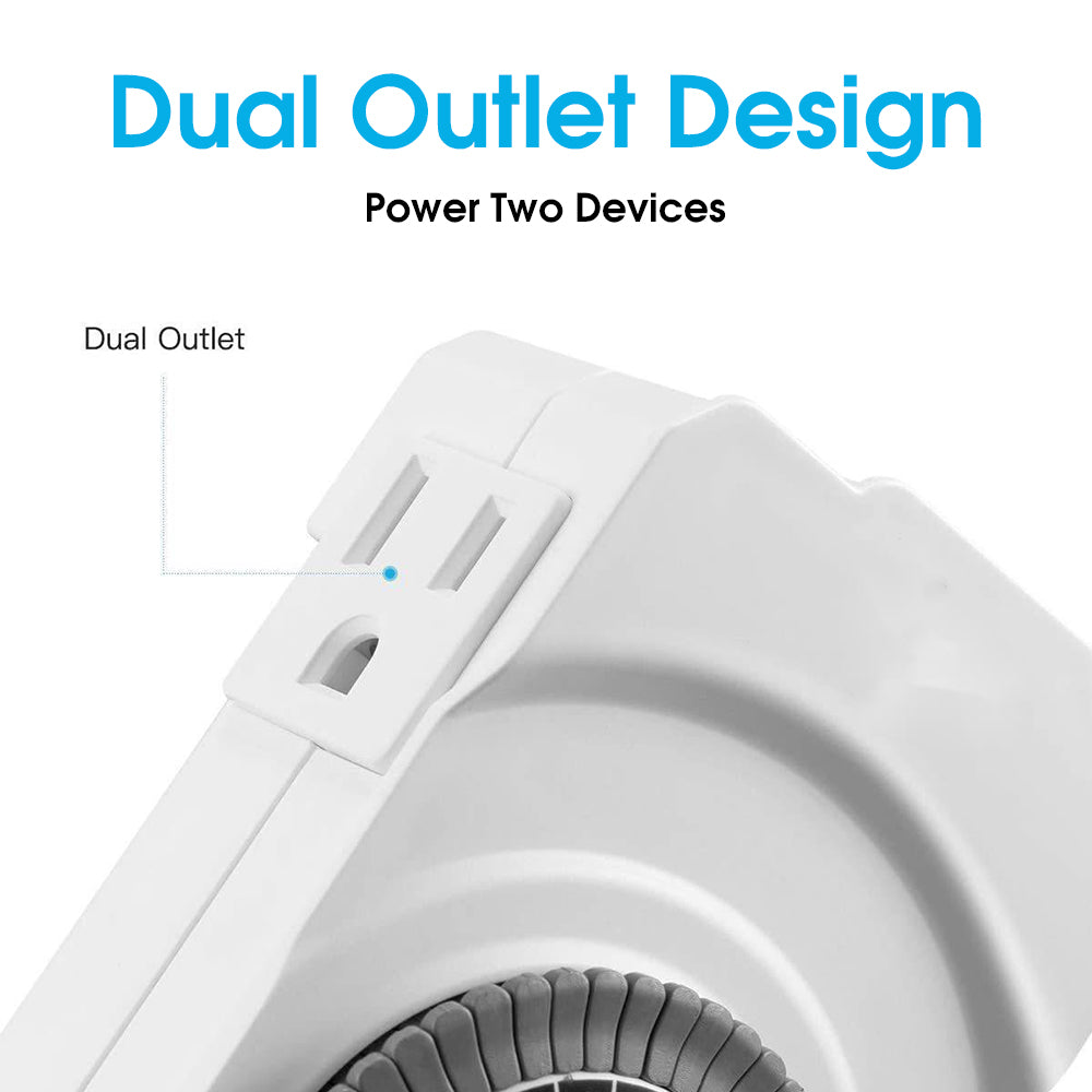 24-Hour Indoor Basic Outlet Timer, 1 Polarized Timed Outlet, 2 Ports, Plug-in Timer, Daily On/Off Cycles, 30-Minute Intervals