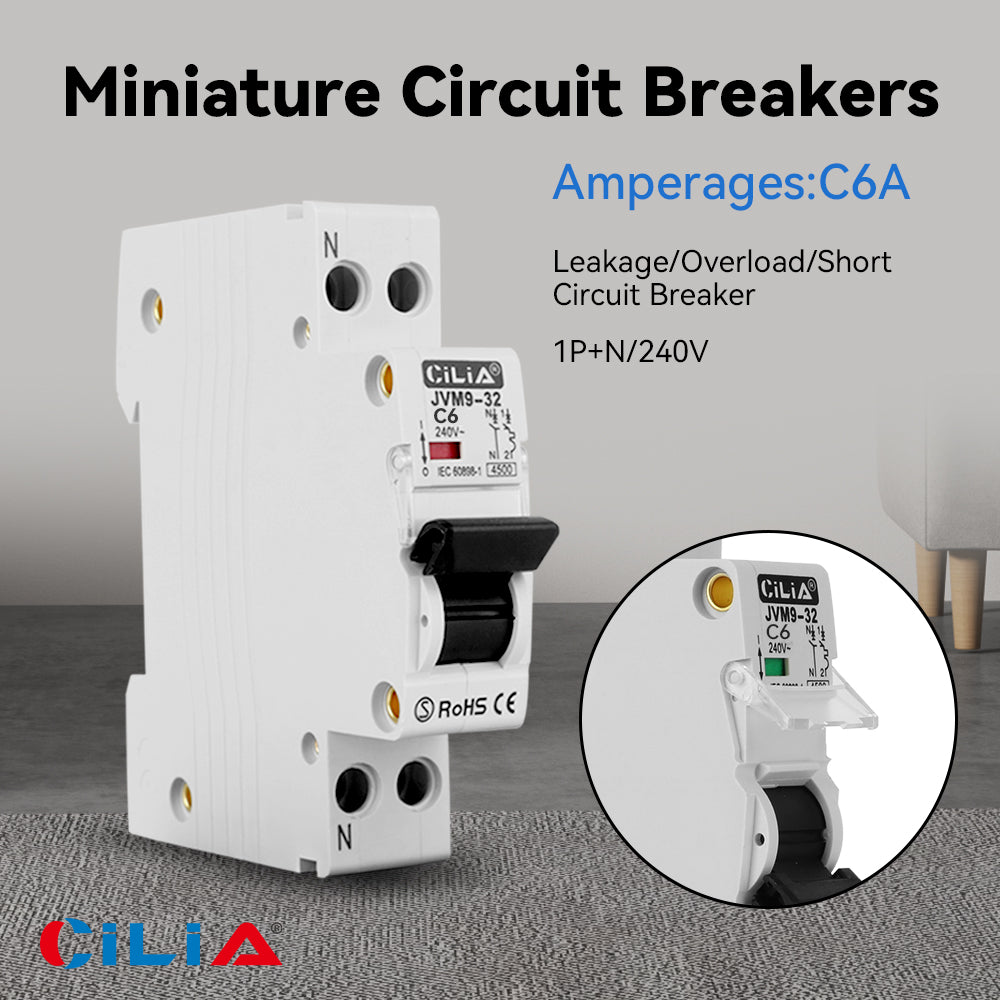 CILIA Miniature circuit breaker , DPN 1P+N 220V 1 module, 4.5ka 30mA C6