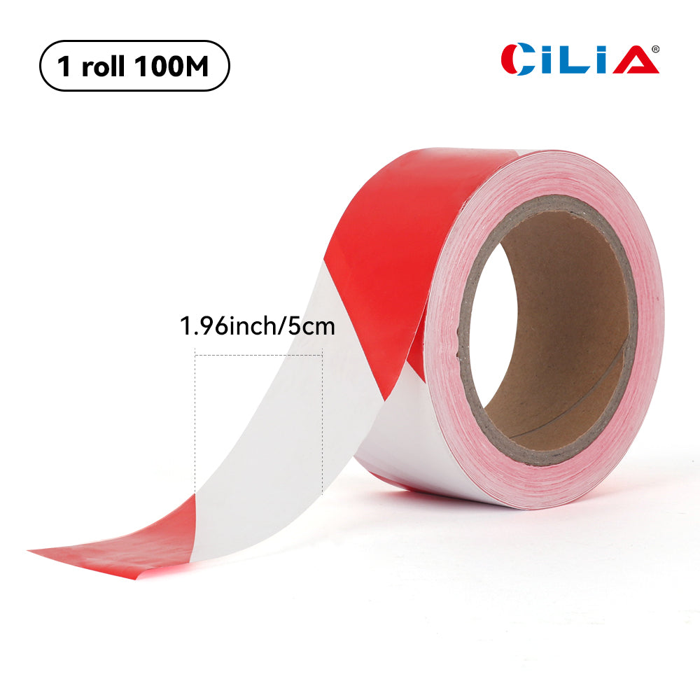 Red and white hazard warning, safety stripe warning tape, non adhesive barrier tape, suitable for warning dangerous buildings