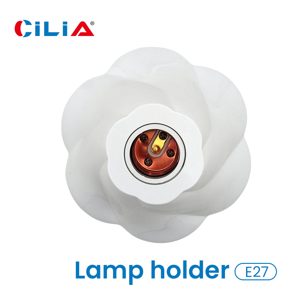 E26/E27 Rose-Shaped Pendant Lamp Holders - Minimalist 110/220V White Fixed Base Socket