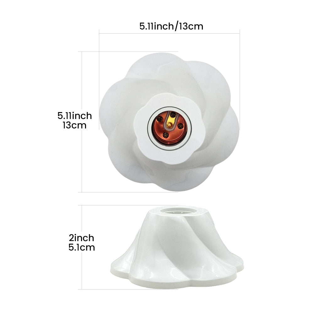 E26/E27 Rose-Shaped Pendant Lamp Holders - Minimalist 110/220V White Fixed Base Socket
