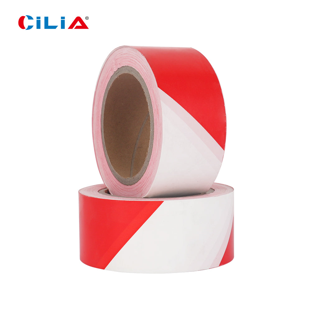 Red and white hazard warning, safety stripe warning tape, non adhesive barrier tape, suitable for warning dangerous buildings