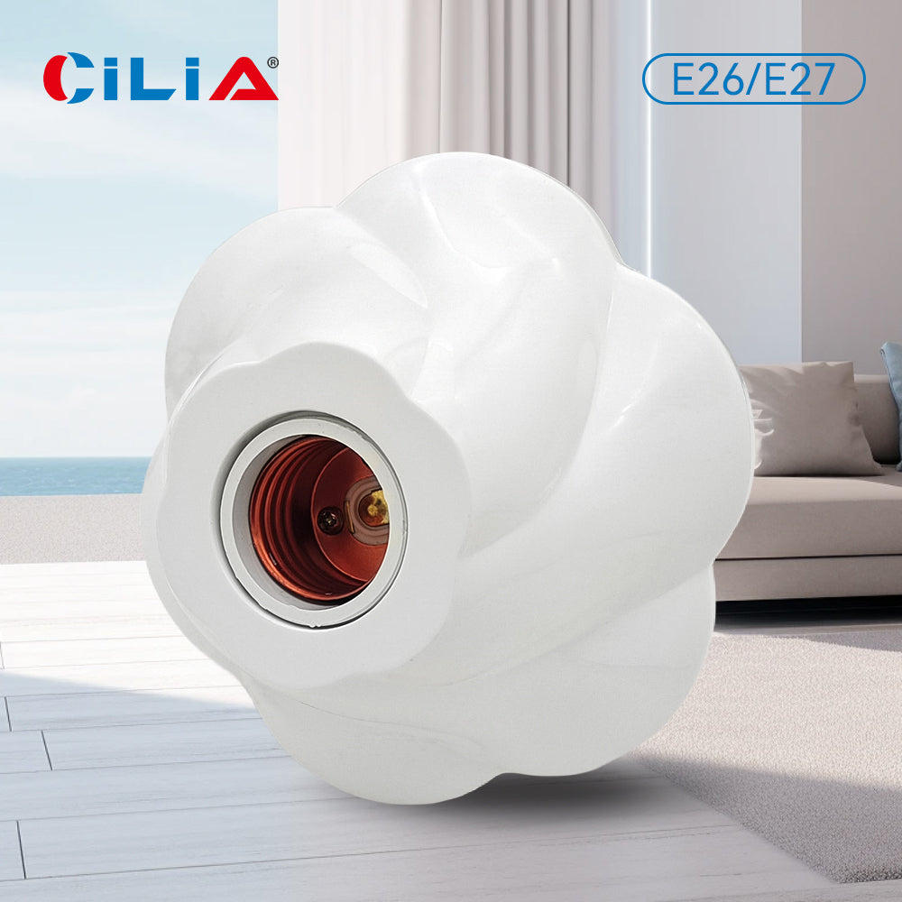 E26/E27 Rose-Shaped Pendant Lamp Holders - Minimalist 110/220V White Fixed Base Socket