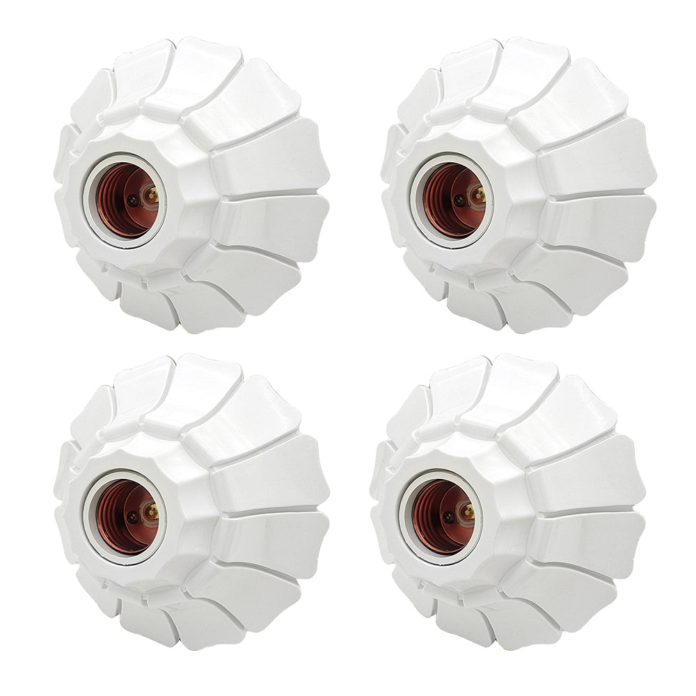 E26/E27 Petal-Shaped Pendant Lamp Holders - Minimalist 110/220V White/Black Fixed Base Socket