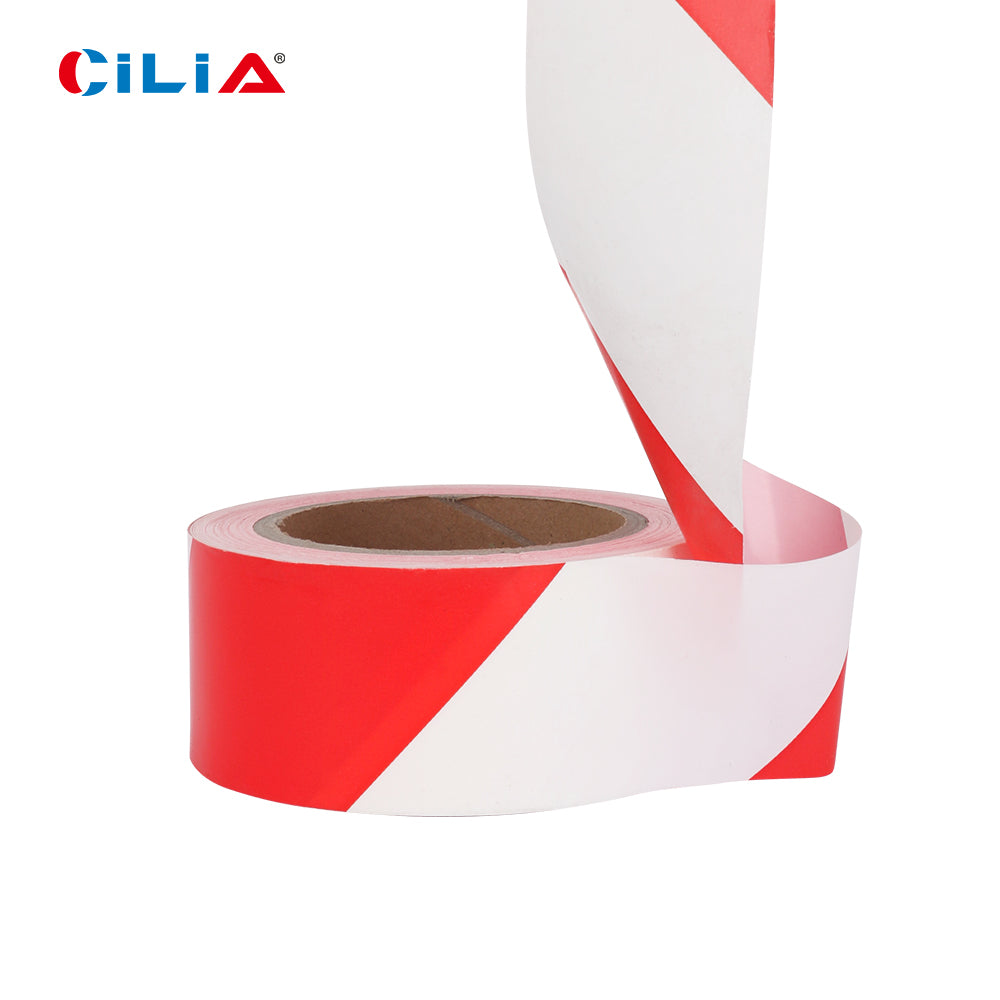 Red and white hazard warning, safety stripe warning tape, non adhesive barrier tape, suitable for warning dangerous buildings