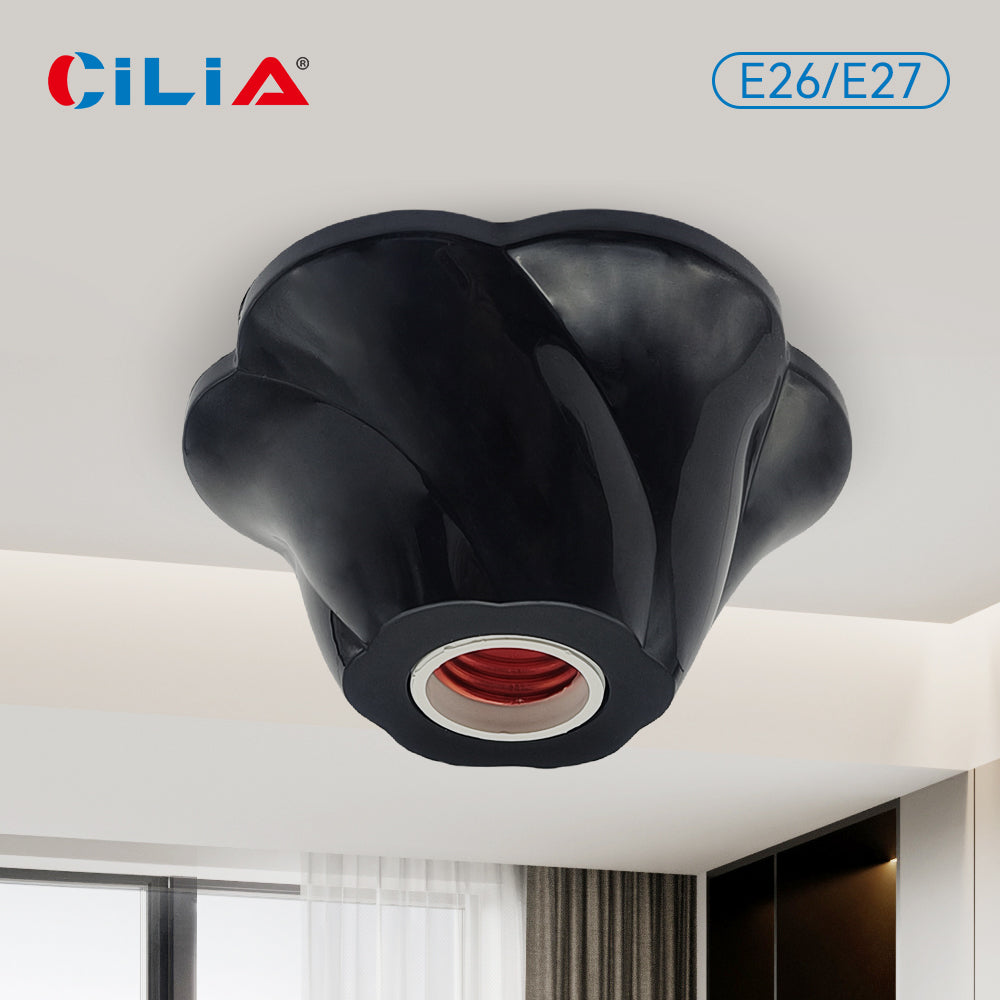 E26/E27 Rose-Shaped Pendant Lamp Holders - Minimalist 110/220V White Fixed Base Socket