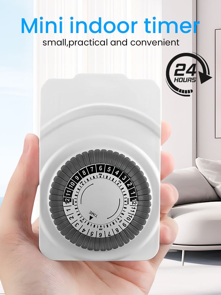 24-Hour Indoor Basic Outlet Timer, 1 Polarized Timed Outlet, 2 Ports, Plug-in Timer, Daily On/Off Cycles, 30-Minute Intervals