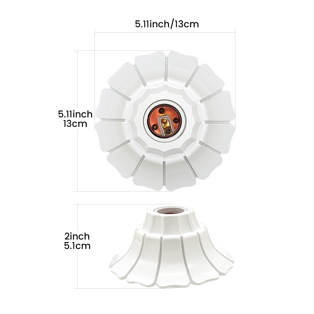 E26/E27 Petal-Shaped Pendant Lamp Holders - Minimalist 110/220V White/Black Fixed Base Socket