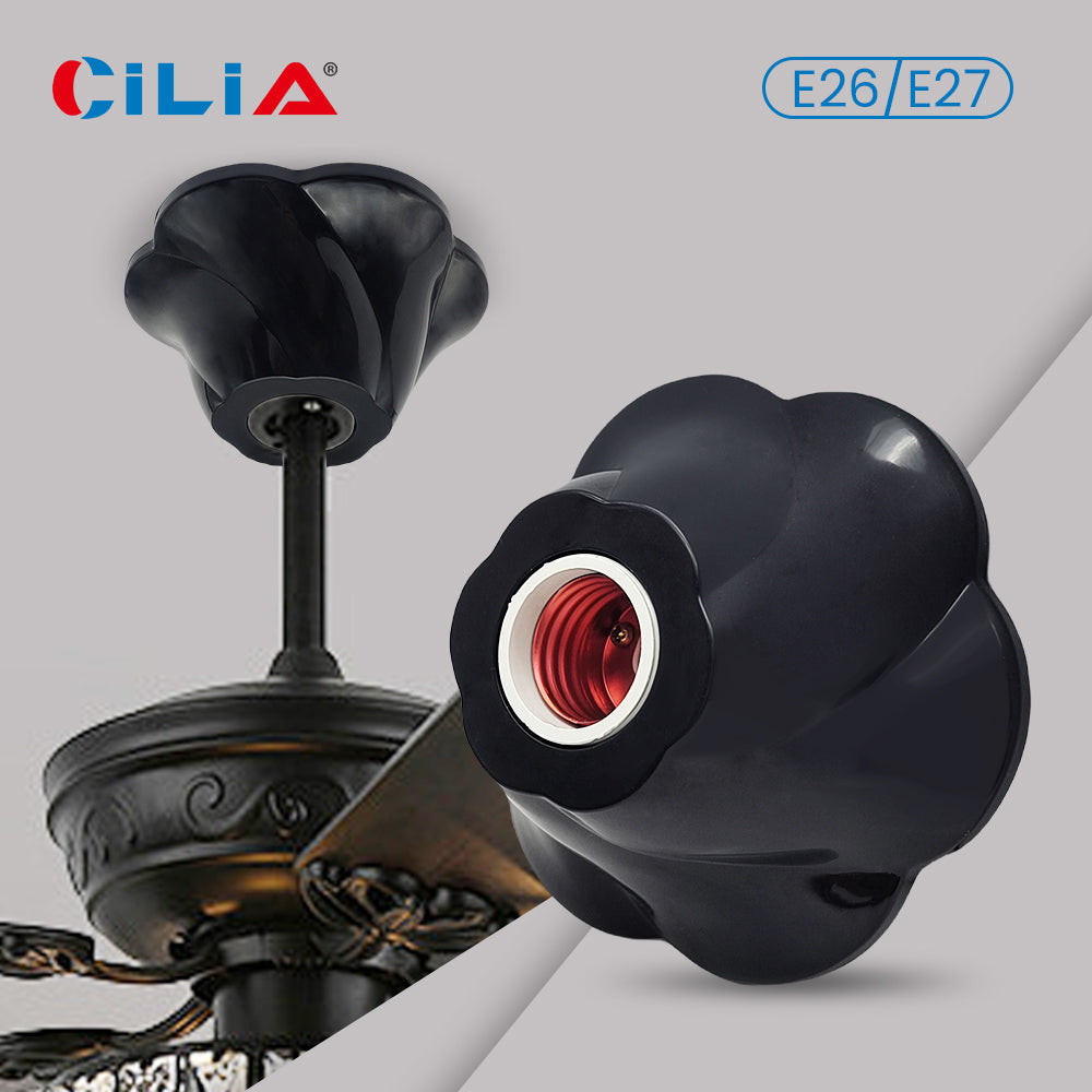 E26/E27 Rose-Shaped Pendant Lamp Holders - Minimalist 110/220V White Fixed Base Socket