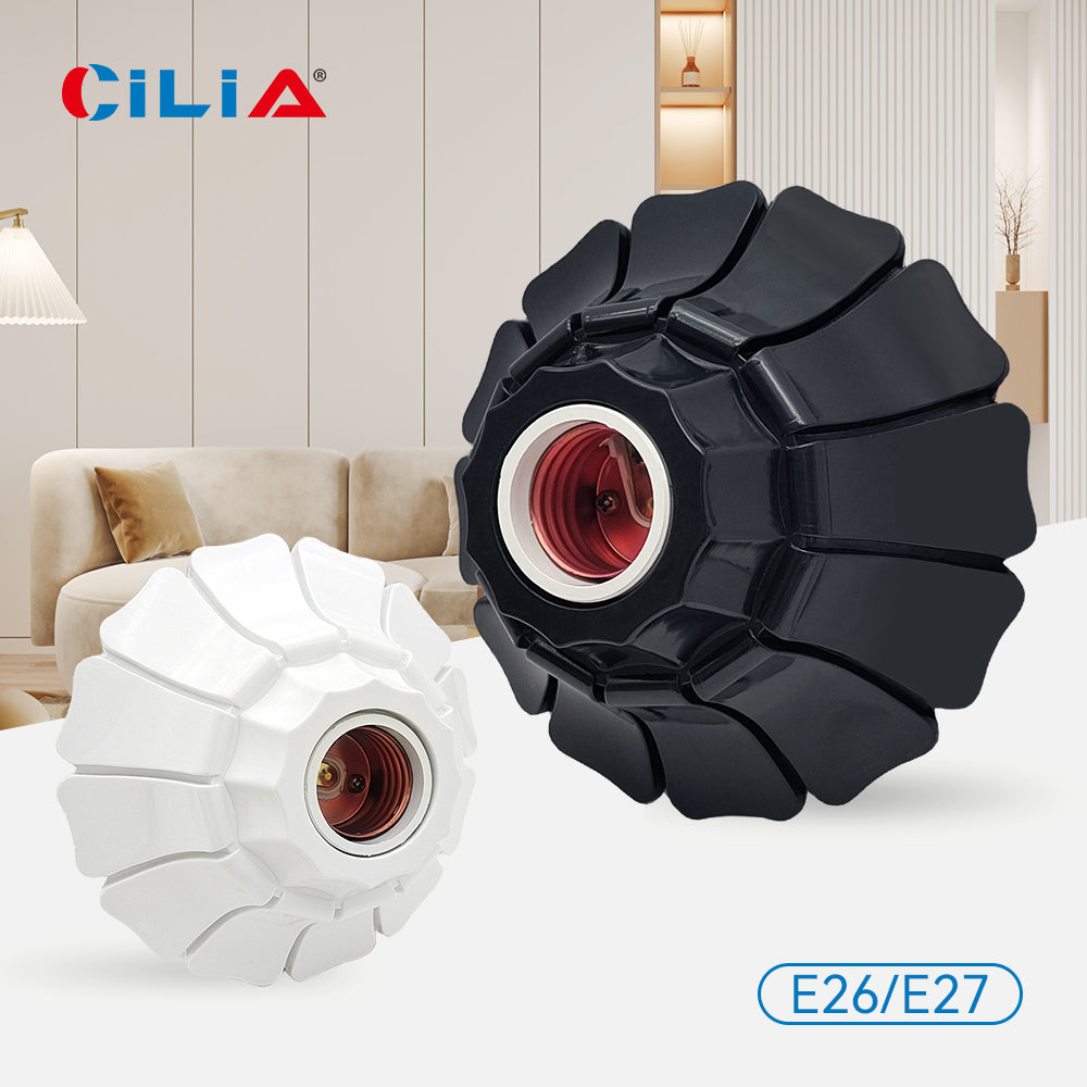 E26/E27 Petal-Shaped Pendant Lamp Holders - Minimalist 110/220V White/Black Fixed Base Socket