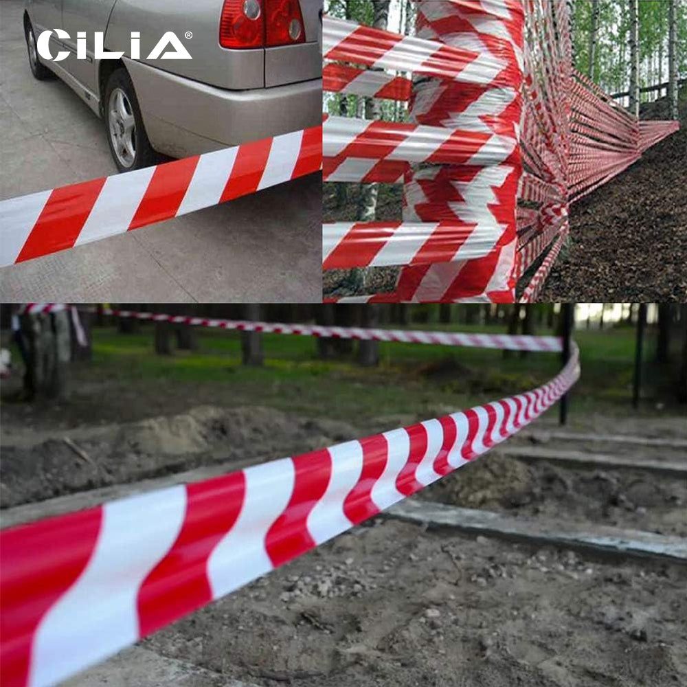Red and white hazard warning, safety stripe warning tape, non adhesive barrier tape, suitable for warning dangerous buildings