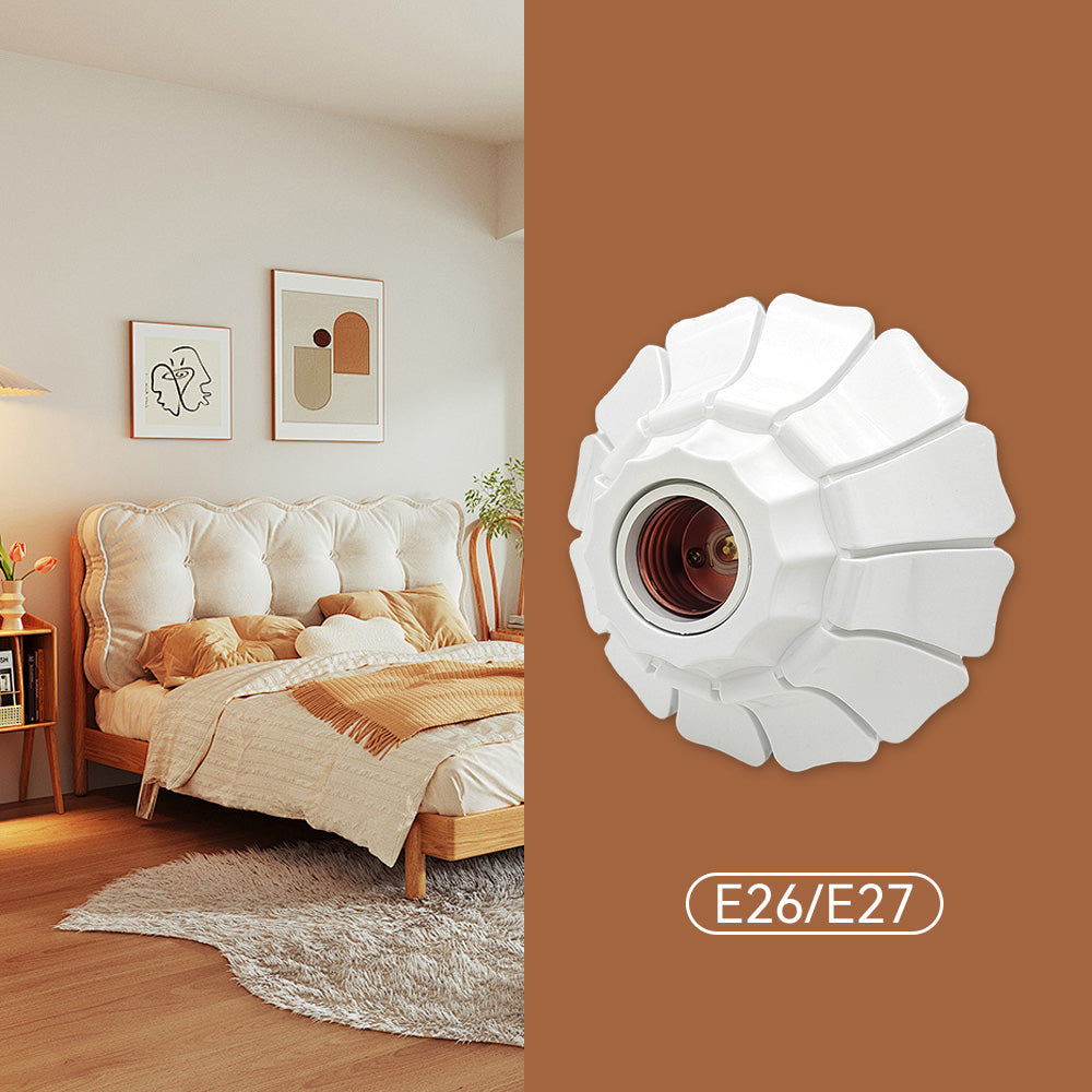E26/E27 Petal-Shaped Pendant Lamp Holders - Minimalist 110/220V White/Black Fixed Base Socket