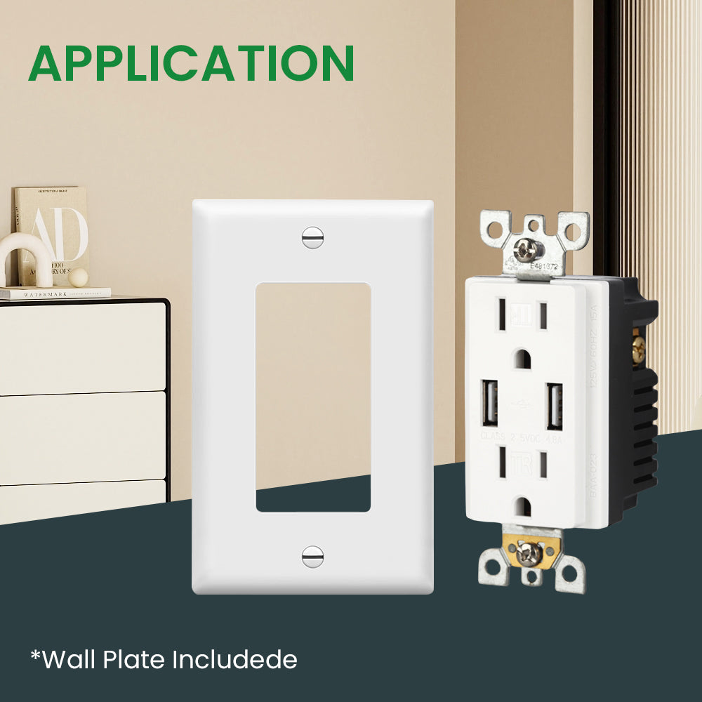 Multi-Functional US Power Outlet with 2 AC sockets, 2 USB charging ports, and a PVC pure white panel