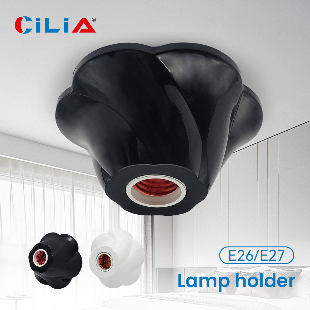 E26/E27 Rose-Shaped Pendant Lamp Holders - Minimalist 110/220V White Fixed Base Socket