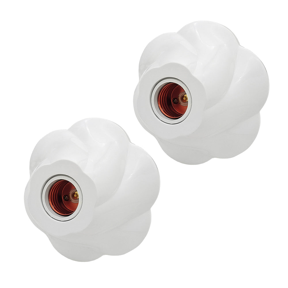 E26/E27 Rose-Shaped Pendant Lamp Holders - Minimalist 110/220V White Fixed Base Socket