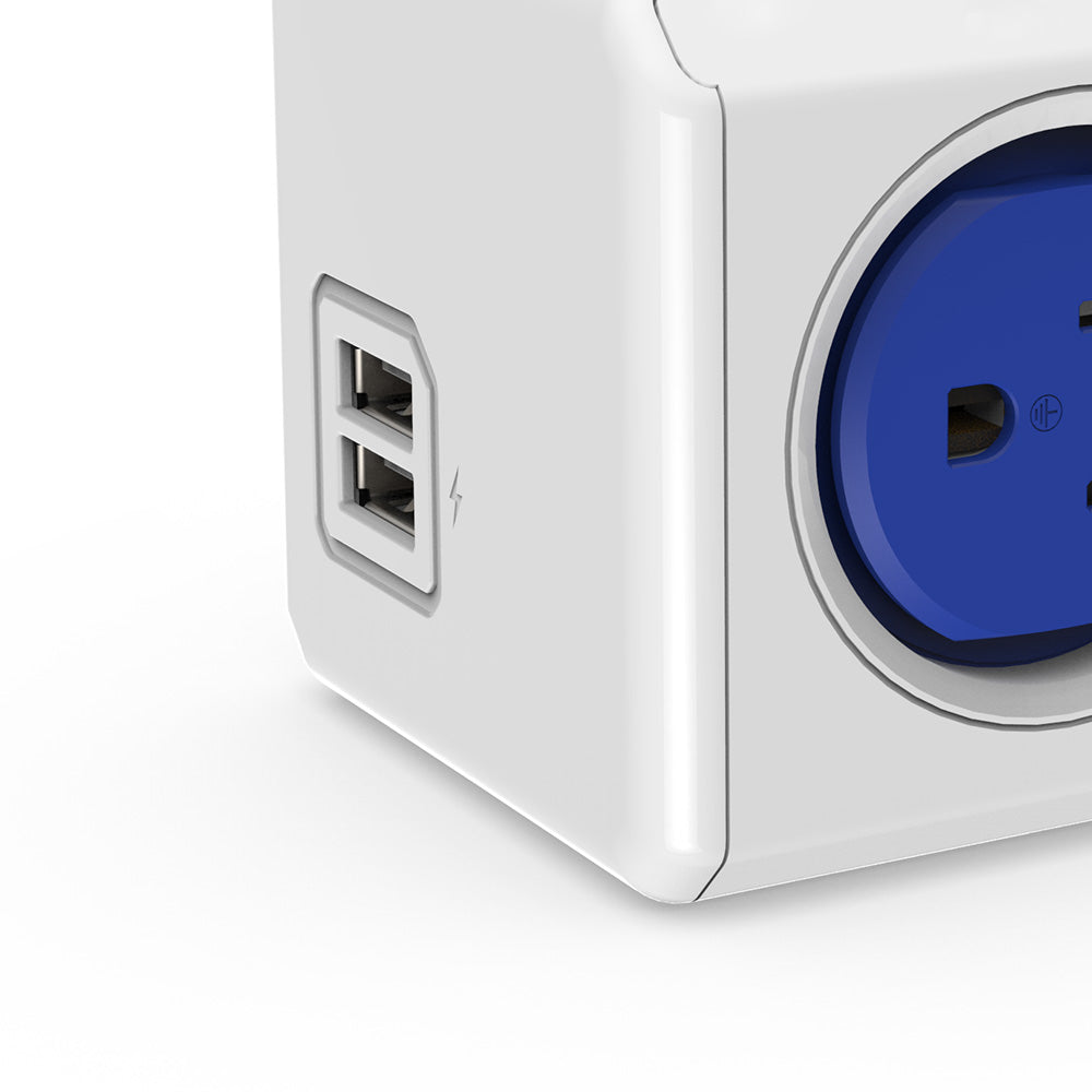 Portable Travel Adapter, Cubic Outlet Adapter with 5 AC Charging Ports and 2 USB Charging Ports, Creative Combination, Colorful