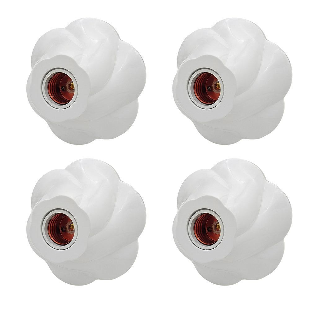 E26/E27 Rose-Shaped Pendant Lamp Holders - Minimalist 110/220V White Fixed Base Socket