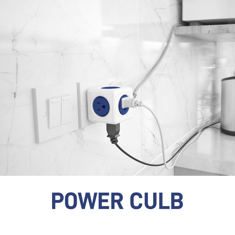 Portable Travel Adapter, Cubic Outlet Adapter with 5 AC Charging Ports and 2 USB Charging Ports, Creative Combination, Colorful