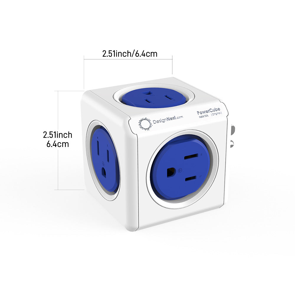 Portable Travel Adapter, Cubic Outlet Adapter with 5 AC Charging Ports and 2 USB Charging Ports, Creative Combination, Colorful