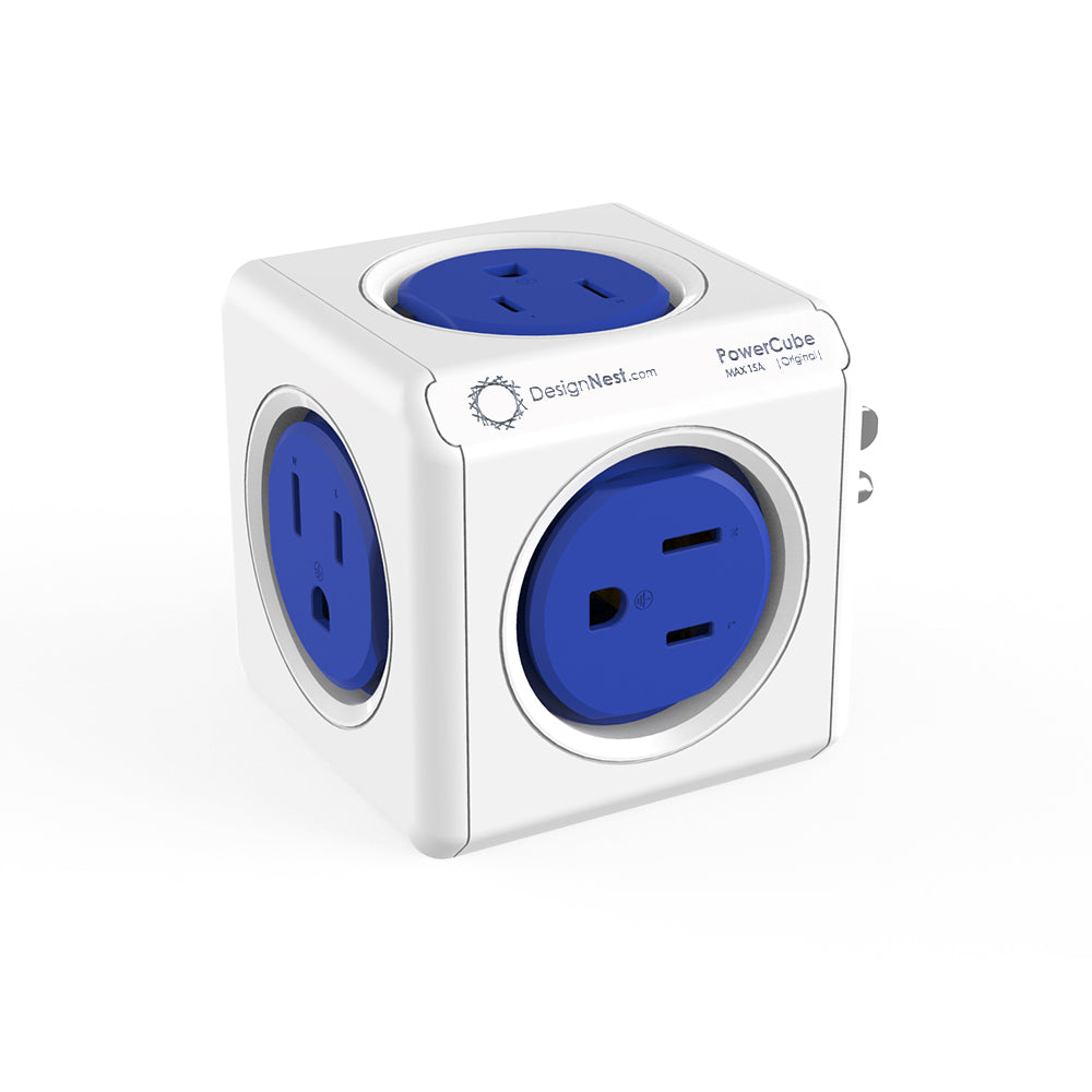 Portable Travel Adapter, Cubic Outlet Adapter with 5 AC Charging Ports and 2 USB Charging Ports, Creative Combination, Colorful