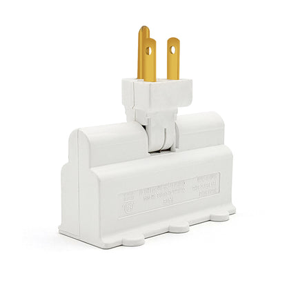 3 Outlet Wall Adapter, ETL Listed 3-Prong Grounded 180 Degree Swivel Indoor AC Mini Plug Wall Outlet Extender Tap White