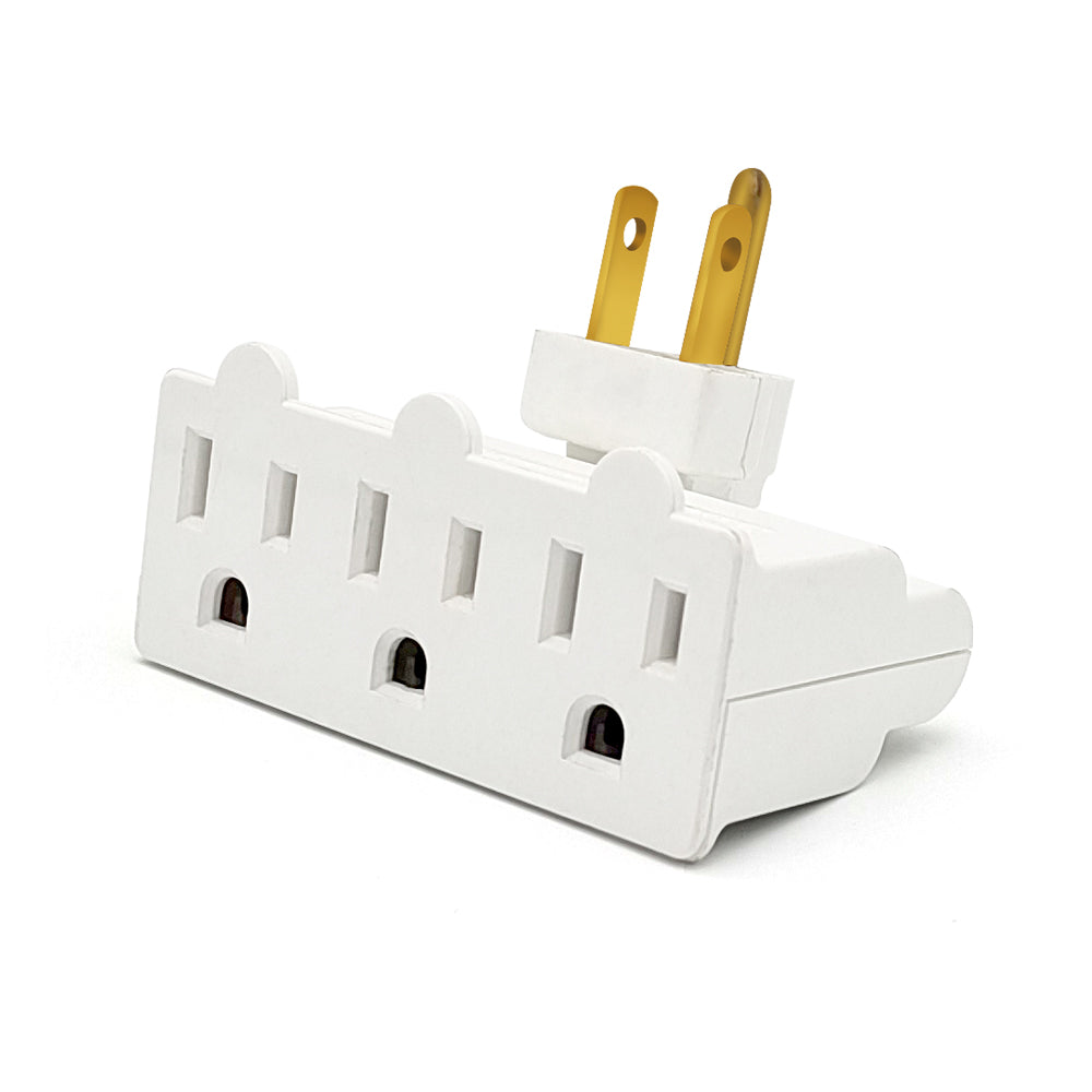 3 Outlet Wall Adapter, ETL Listed 3-Prong Grounded 180 Degree Swivel Indoor AC Mini Plug Wall Outlet Extender Tap White
