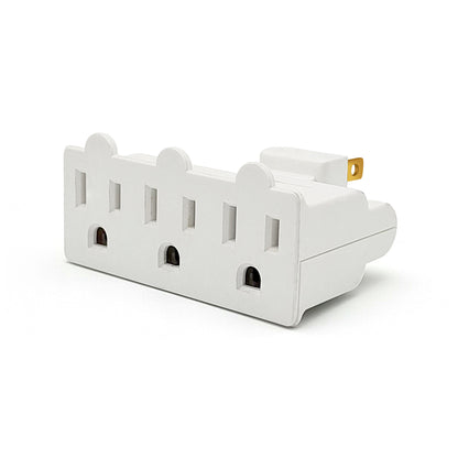 3 Outlet Wall Adapter, ETL Listed 3-Prong Grounded 180 Degree Swivel Indoor AC Mini Plug Wall Outlet Extender Tap White