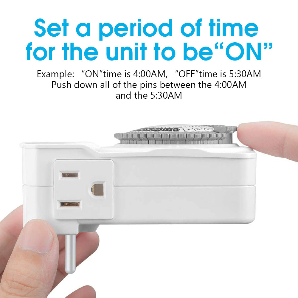 24-Hour Indoor Basic Outlet Timer, 1 Polarized Timed Outlet, 2 Ports, Plug-in Timer, Daily On/Off Cycles, 30-Minute Intervals
