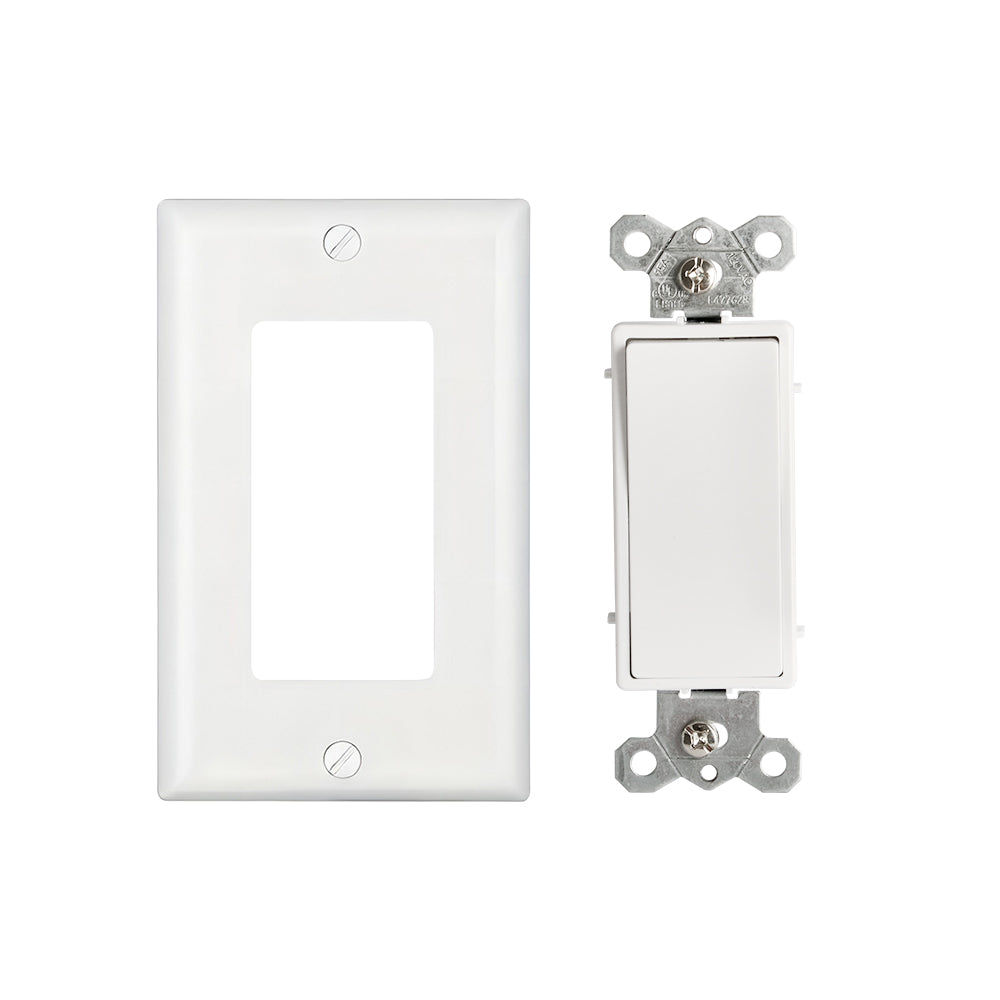 Single Large Button Decorative Switch, 15A 120V 60Hz, Wall-mounted On/off Switch Including a PVC Pure White Panel