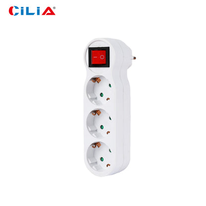 CILIA Eu power outlet with ON/OFF switch, shock-proof, European standard adapter extension outlet Power extension plug converter