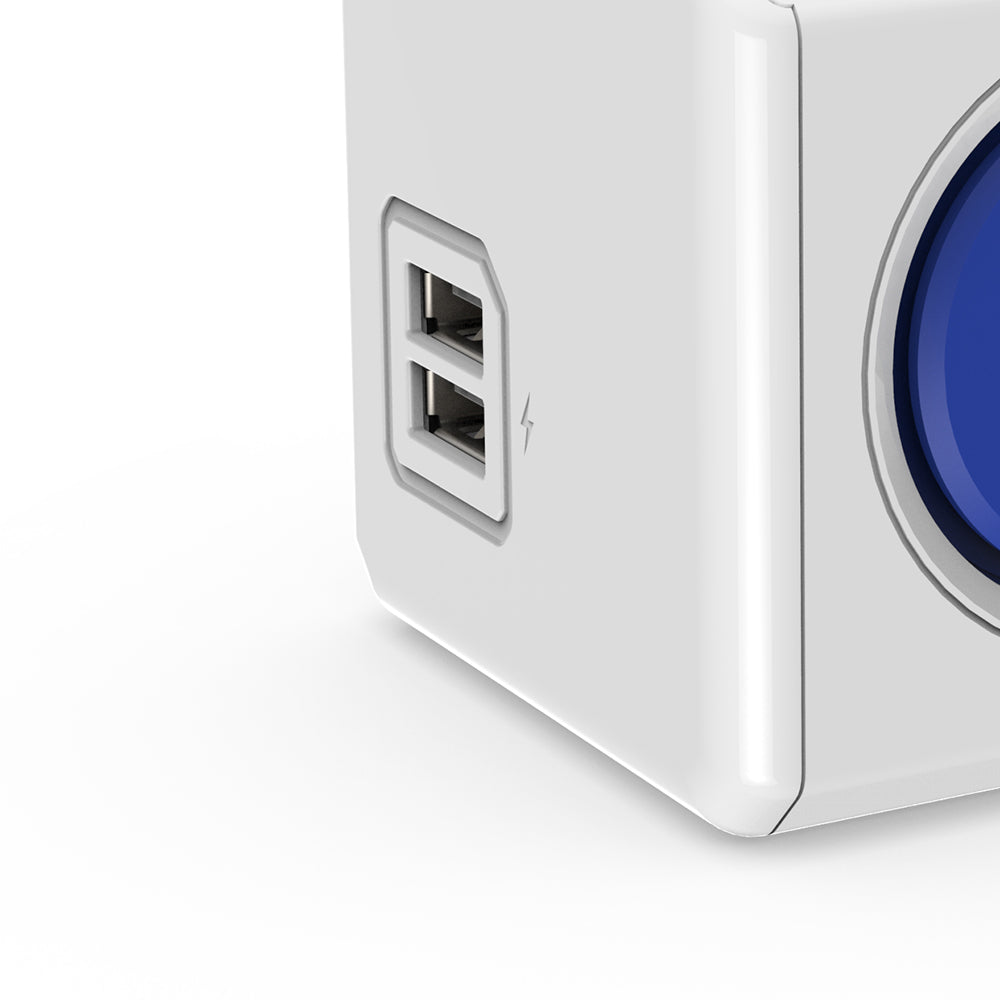Portable Travel Cube Power Strip With 59.06inch Extension Cord, 2 Usb- Colorful And Versatile Outlet Types, Perfect Plug Adapter