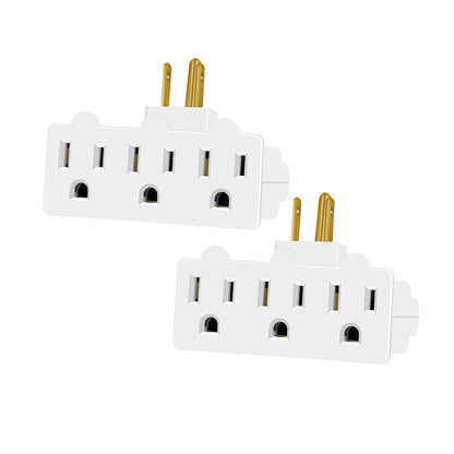 3 Outlet Wall Adapter, ETL Listed 3-Prong Grounded 180 Degree Swivel Indoor AC Mini Plug Wall Outlet Extender Tap White