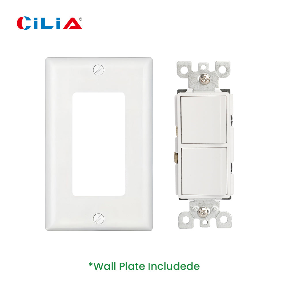 US standard double switch, large size, with PVC white panel, wall panel light switch socket cover