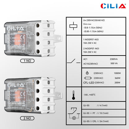 CILIA Impulse relay Switch 4 sequences 2 NO, AC (50/60Hz), Standard, 230 V, Socket terminals.