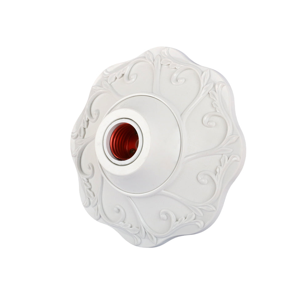 E26/E27 bulb pendant lamp holder suitable for 110V/220V voltage, petal relief circular fixed base bracket, simple white/gold/slivery nut socket, suitable for home, office, and industrial use