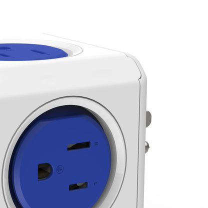 Portable Travel Adapter, Cubic Outlet Adapter with 5 AC Charging Ports and 2 USB Charging Ports, Creative Combination, Colorful