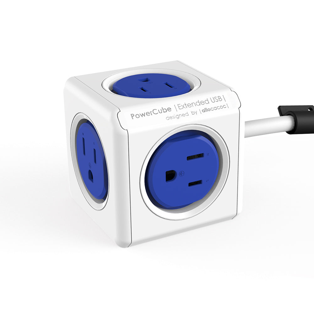 Portable Travel Cube Power Strip With 59.06inch Extension Cord, 2 Usb- Colorful And Versatile Outlet Types, Perfect Plug Adapter