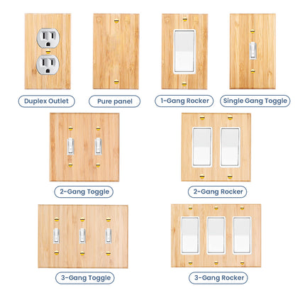 1 piece of wall panel light switch cover, various styles of bamboo wall panel light switch socket cover, sturdy and durable