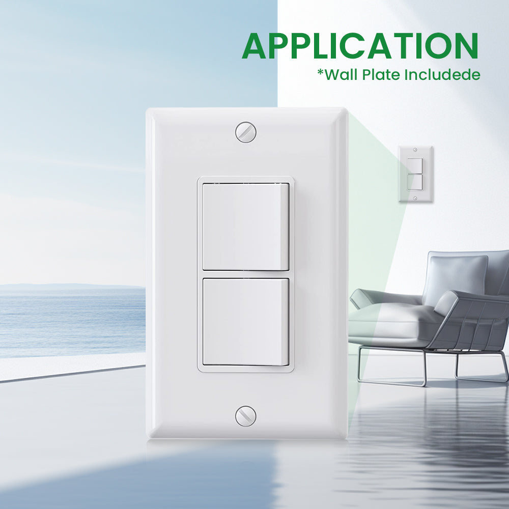 US standard double switch, large size, with PVC white panel, wall panel light switch socket cover