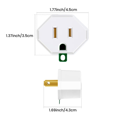 3-Prong to 2-Prong Outlet Adapter 2/4 Pack - Portable & Polarized 3 Pin to 2 Pin Grounding Converter Socket, Wall Outlet Plug