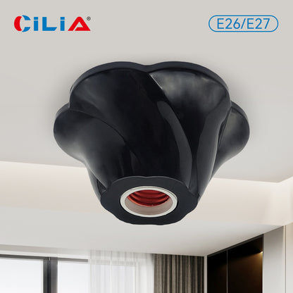 E26/E27 Rose-Shaped Pendant Lamp Holders - Minimalist 110/220V White Fixed Base Socket
