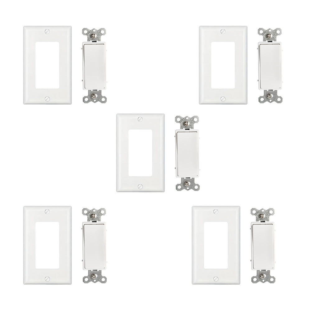 Single Large Button Decorative Switch, 15A 120V 60Hz, Wall-mounted On/off Switch Including a PVC Pure White Panel