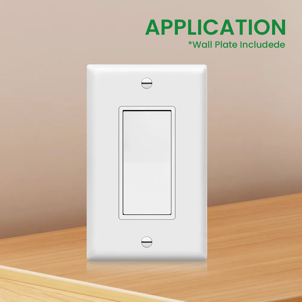 Single Large Button Decorative Switch, 15A 120V 60Hz, Wall-mounted On/off Switch Including a PVC Pure White Panel
