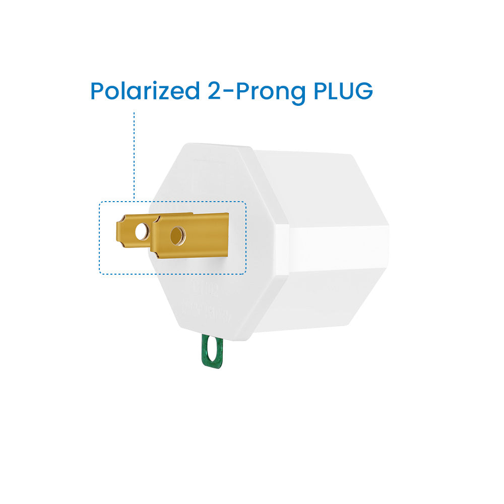 3-Prong to 2-Prong Outlet Adapter 2/4 Pack - Portable & Polarized 3 Pin to 2 Pin Grounding Converter Socket, Wall Outlet Plug