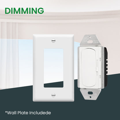Dimmer Switch, Compatible with Dimmable LED, CFL (CL) LED, Wall-mounted Dimmer Switch for Halogen and Incandescent Bulbs