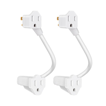 12-inch (approximately 31.5cm) heavy-duty extension cord with 2 AC charging ports and a compact extension cord surge protector